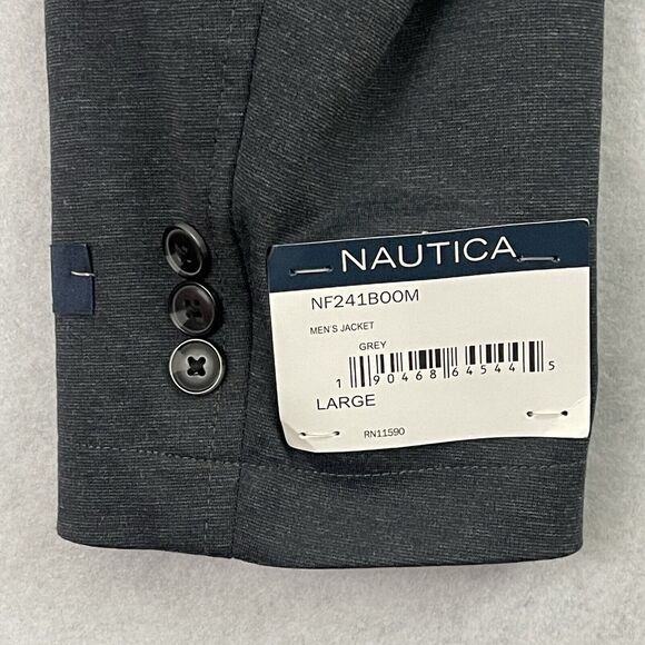 Nautica Mens Blazer Jacket Mens Large Gray 2 Button Cotton Blend Sport Coat NEW - Picture 8 of 12